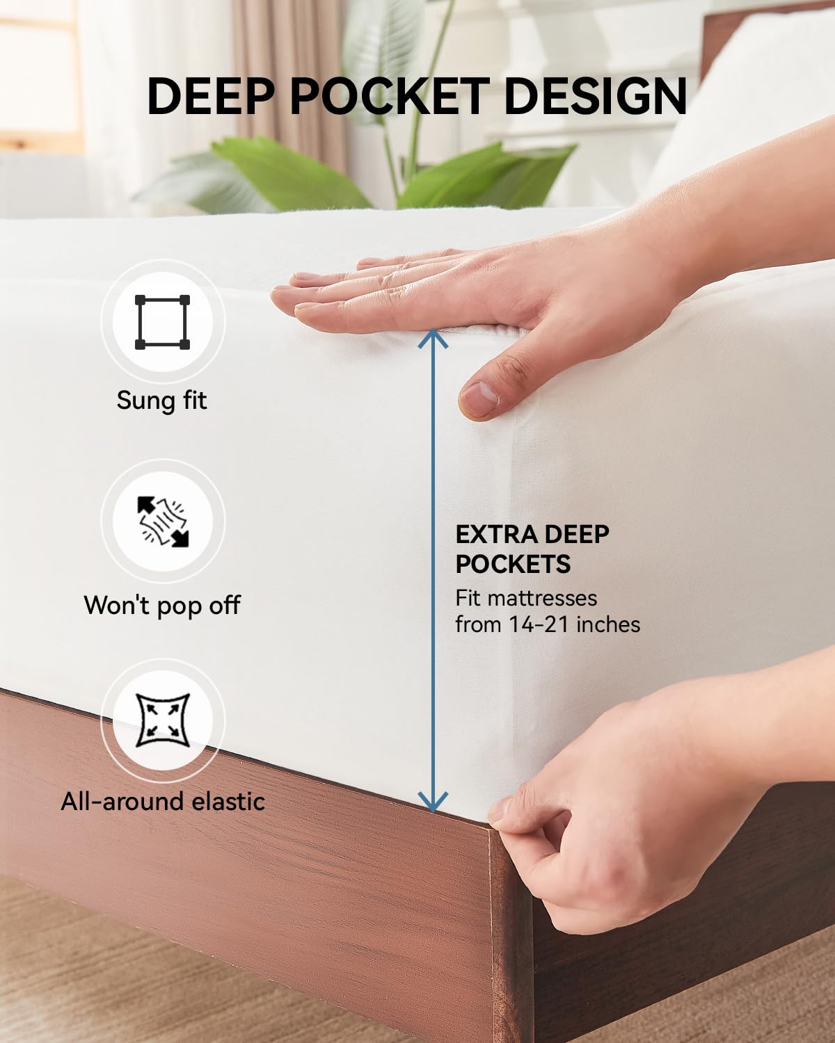 Kmall TPU waterproof backing blocks spills for a dry, clean bed.