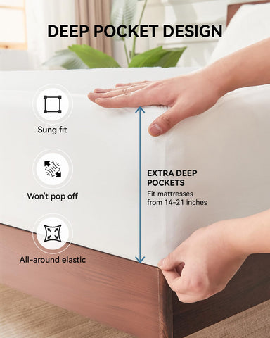 Kmall TPU waterproof backing blocks spills for a dry, clean bed.