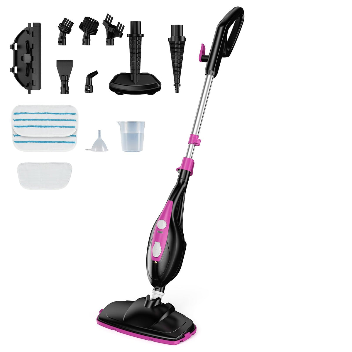 KMFurnila 14-in-1 attachments for versatile steam cleaning across surfaces.