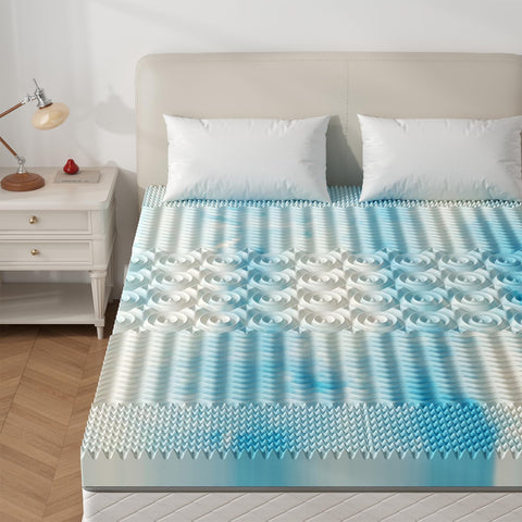 KMFurnila cooling gel topper with ventilated memory foam for cooler, breathable nights.