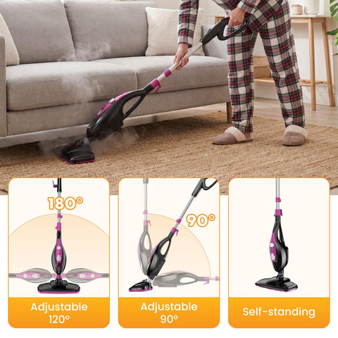 KMFurnila detachable handheld cleaner for targeted steam cleaning in tight spots.