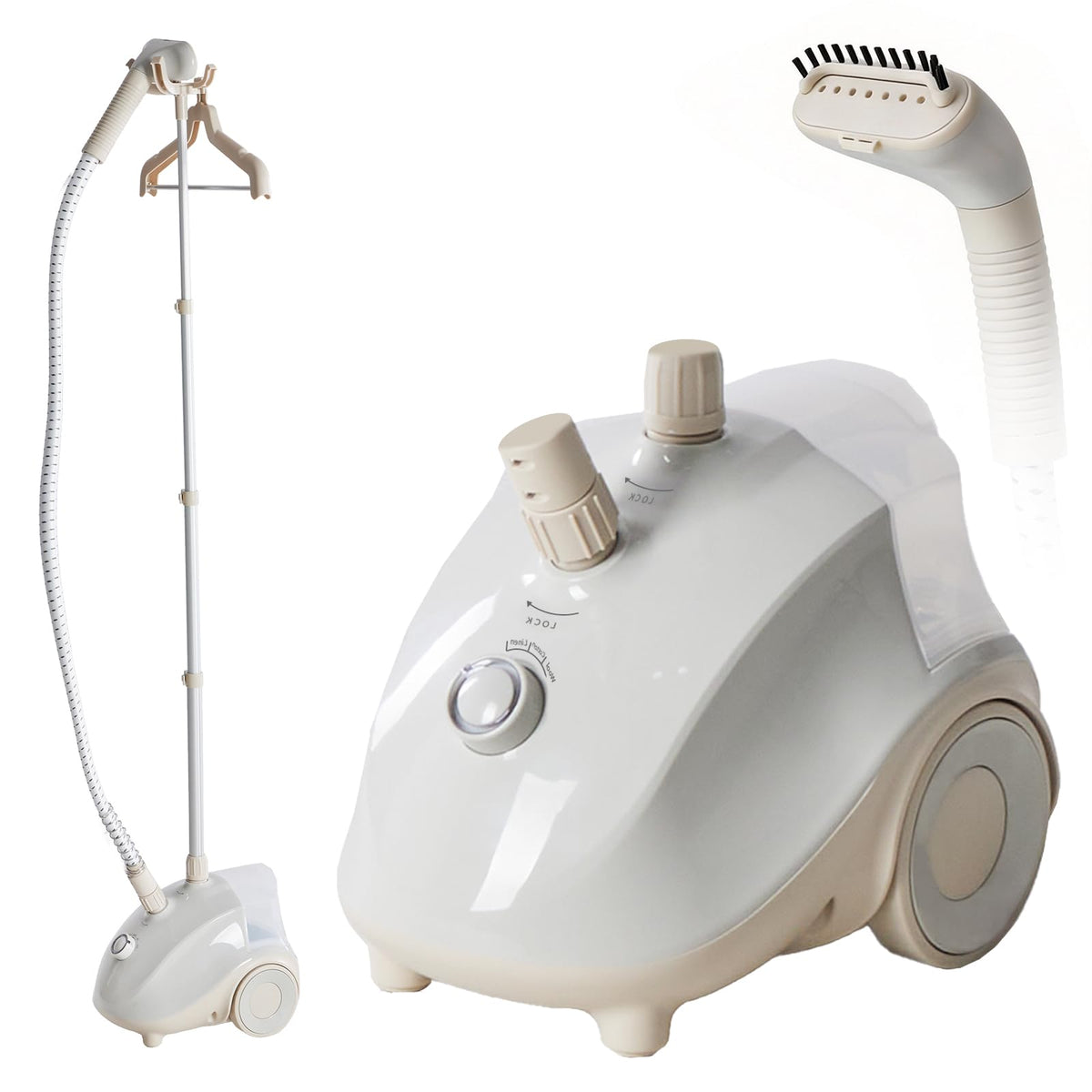 KMFurnila garment steamer standing setup for quick wrinkle removal on daily outfits.