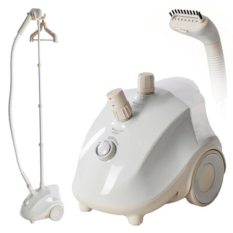 KMFurnila garment steamer standing setup for quick wrinkle removal on daily outfits.