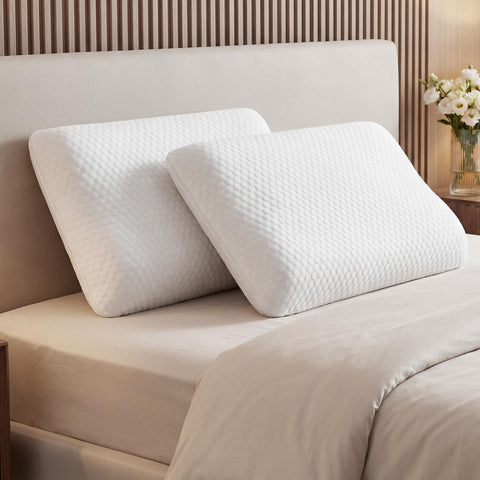 KMFurnila memory foam pillow designed for side and back sleepers.