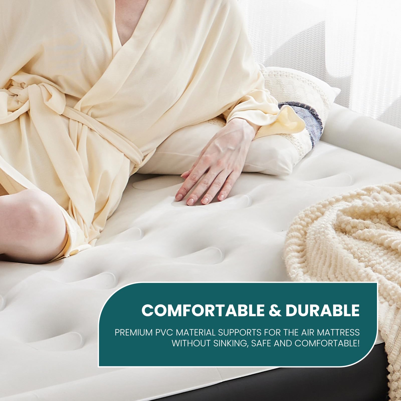 KMFurnila non-slip bottom keeps the bed stable on floors and grass.