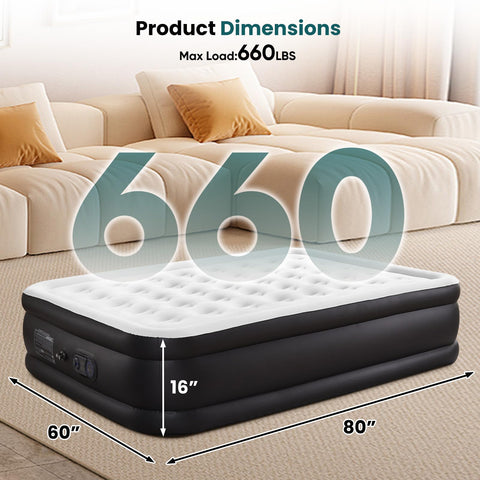KMFurnila queen air mattress camping setup for outdoor sleep