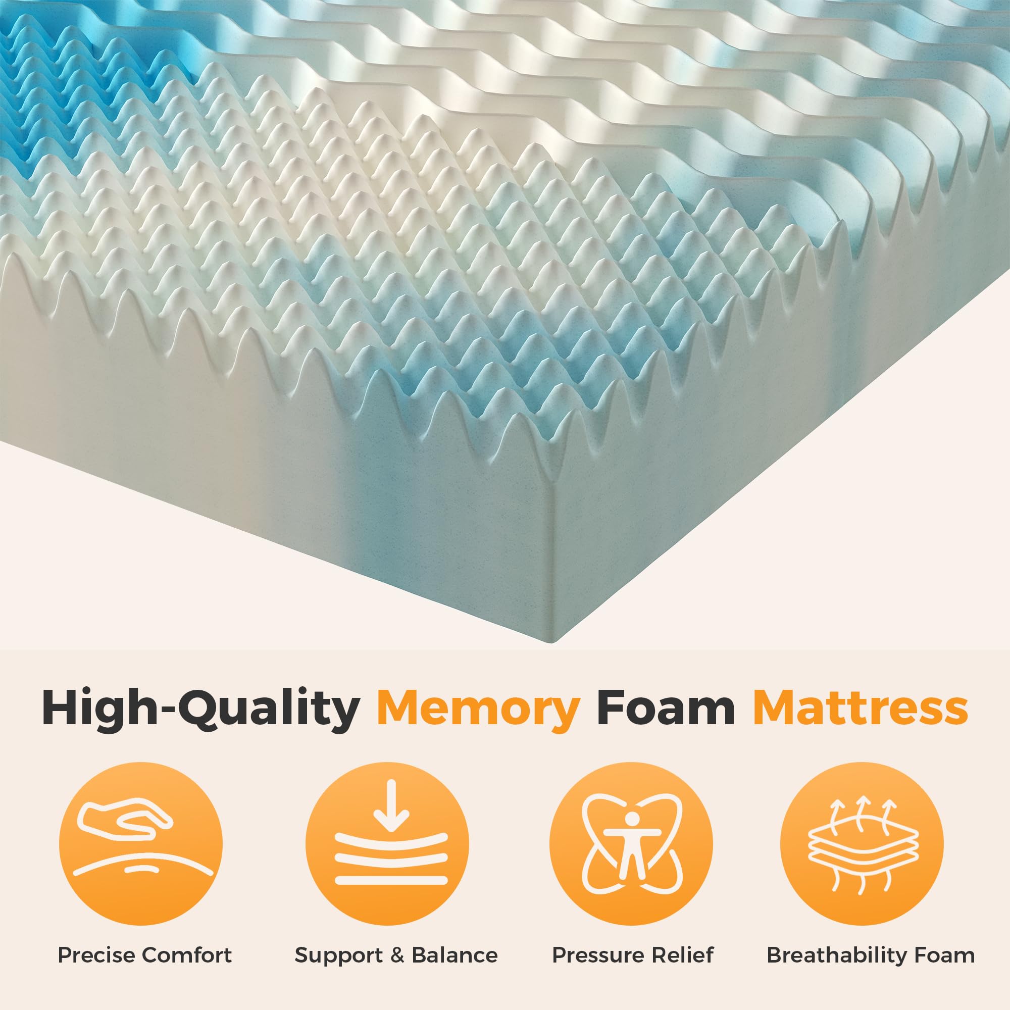 KMFurnila vacuum-sealed topper unboxes quickly and expands for simple setup.
