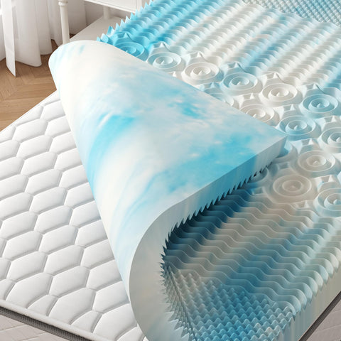 KMFurnila ventilated memory foam topper promotes better airflow for cooler sleep.