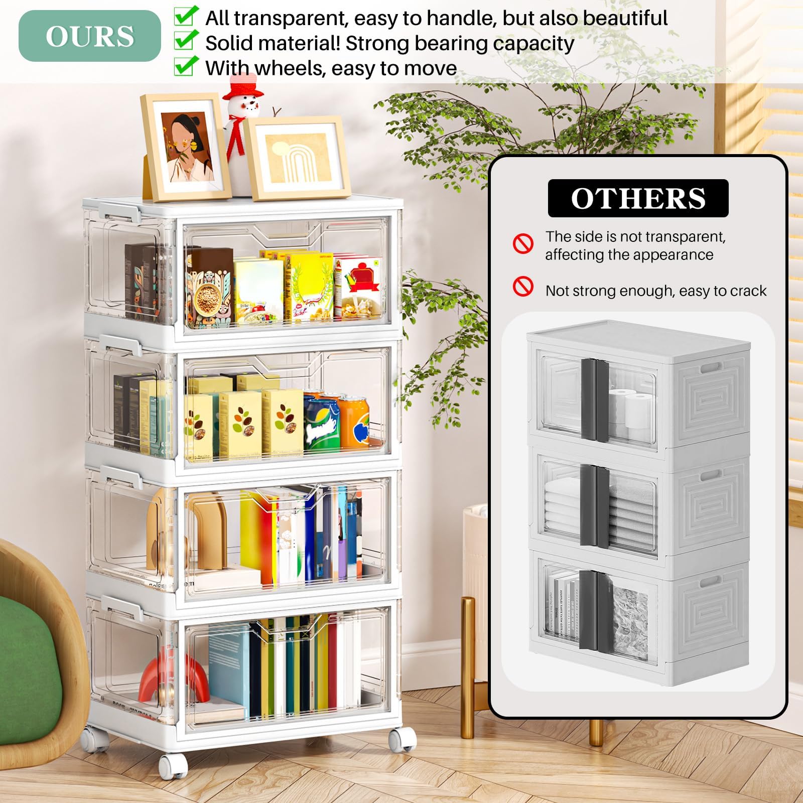 Kmiectse patent-licensed stackable bin, stable structure for reliable organization.