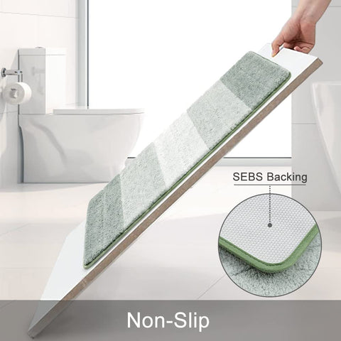 Kmson ombre bath mat back shows non-slip SEBS backing for safety