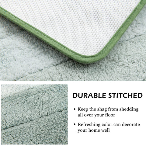 Kmson ombre bath mat set U shape green provides a coordinated spa feel in front of the vanity.
