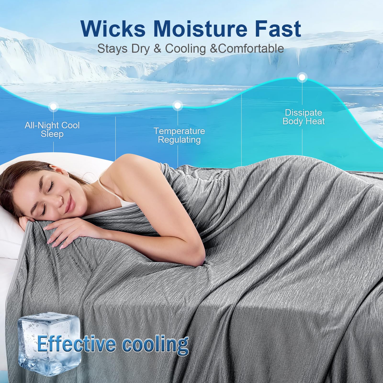 KMUSET breathable cooling blanket stays gentle on skin all night.