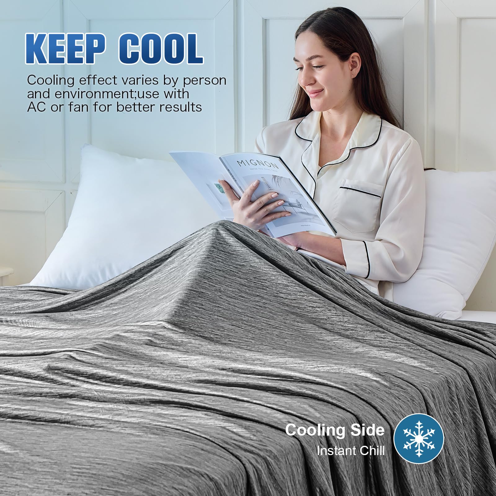 KMUSET dorm-room cooling blanket fits beds, couches, and travel.