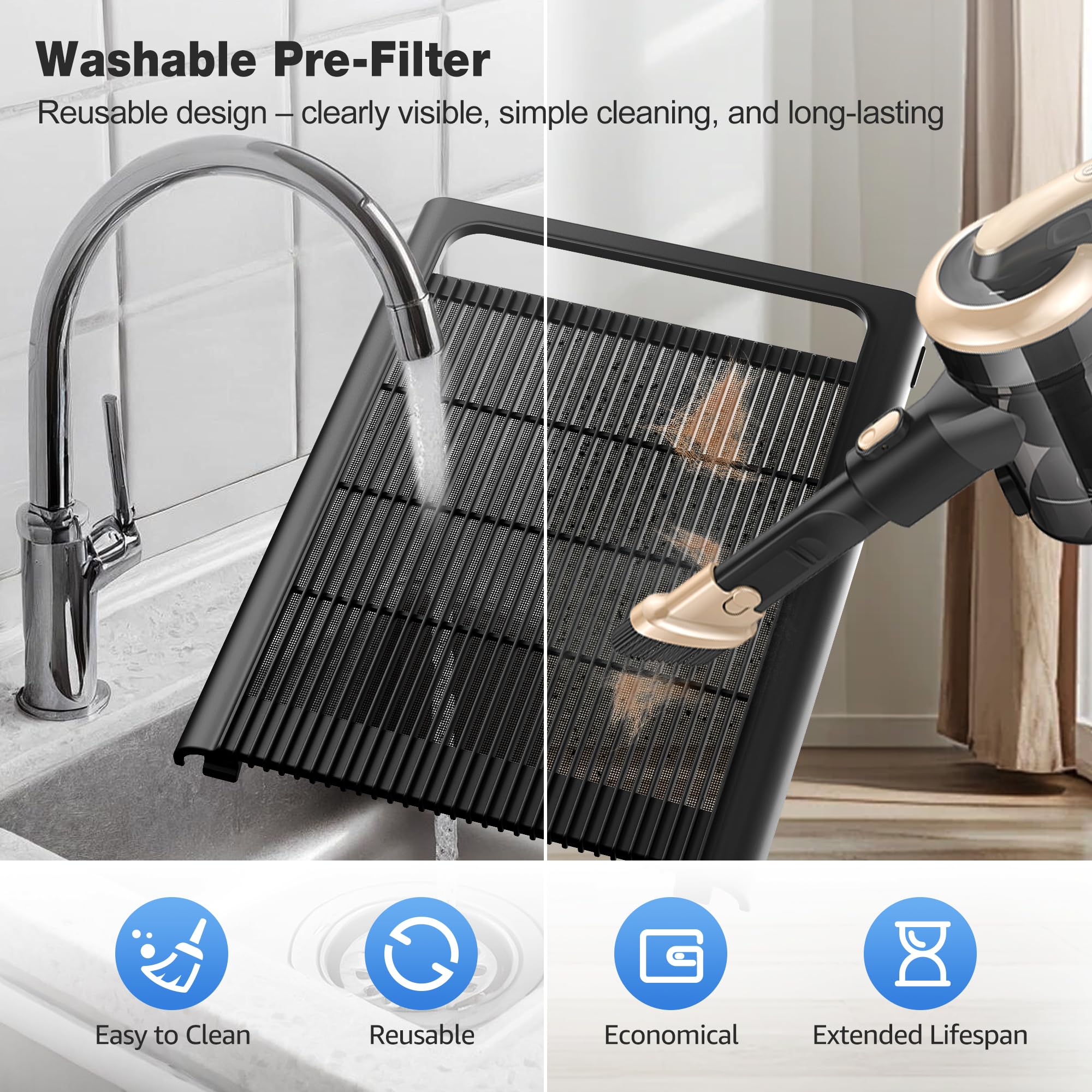 KNKA air purifier in ECO mode saving energy while maintaining air quality.