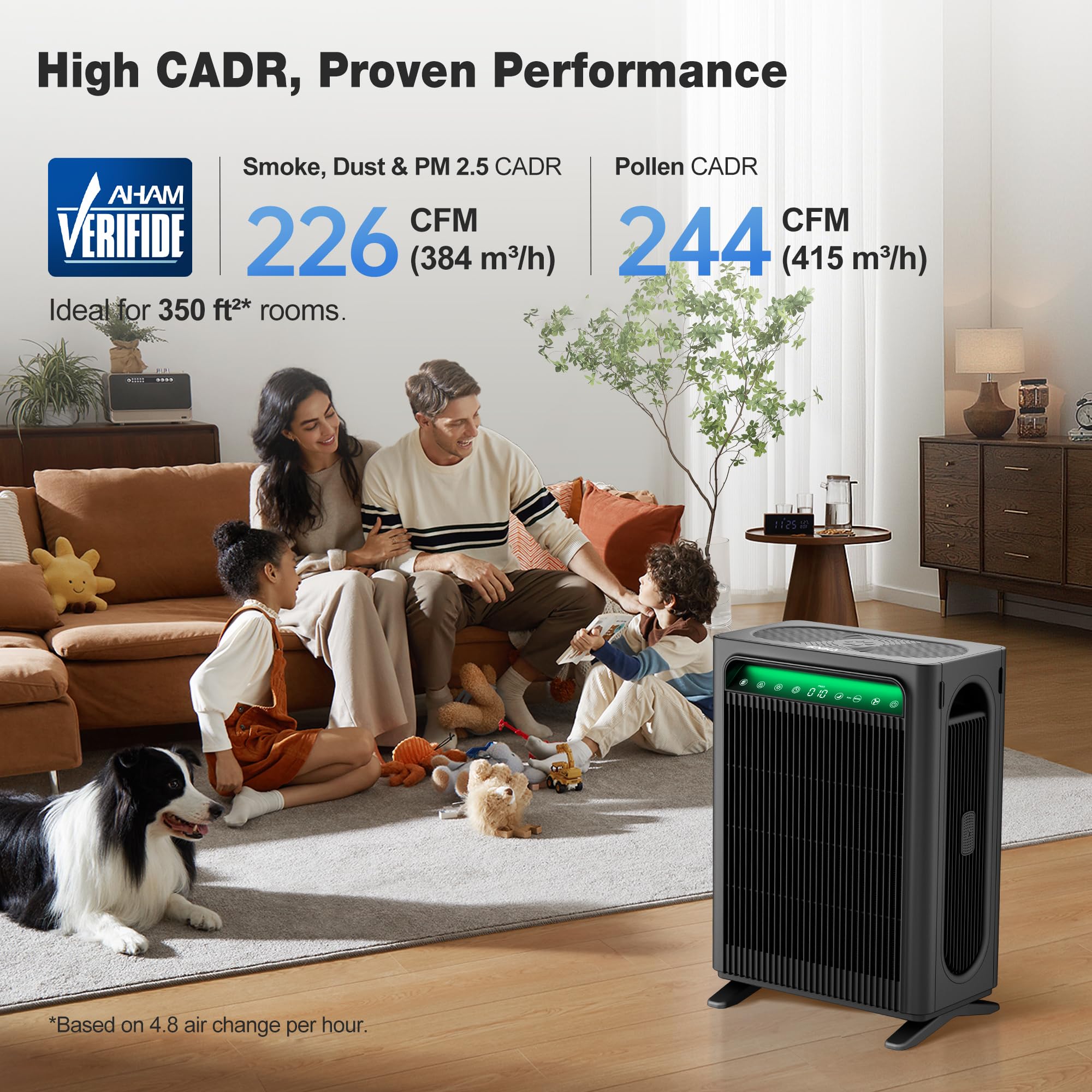 KNKA air purifier side panel highlighting dual intake vents for efficient airflow.