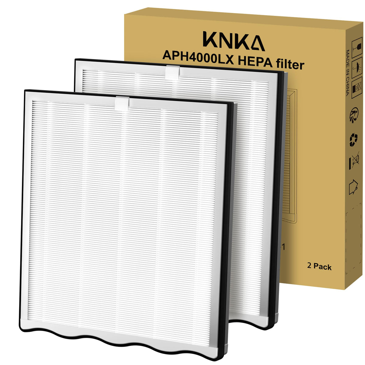 KNKA APH4000 two-pack filter for easy replacement and cleaner air.