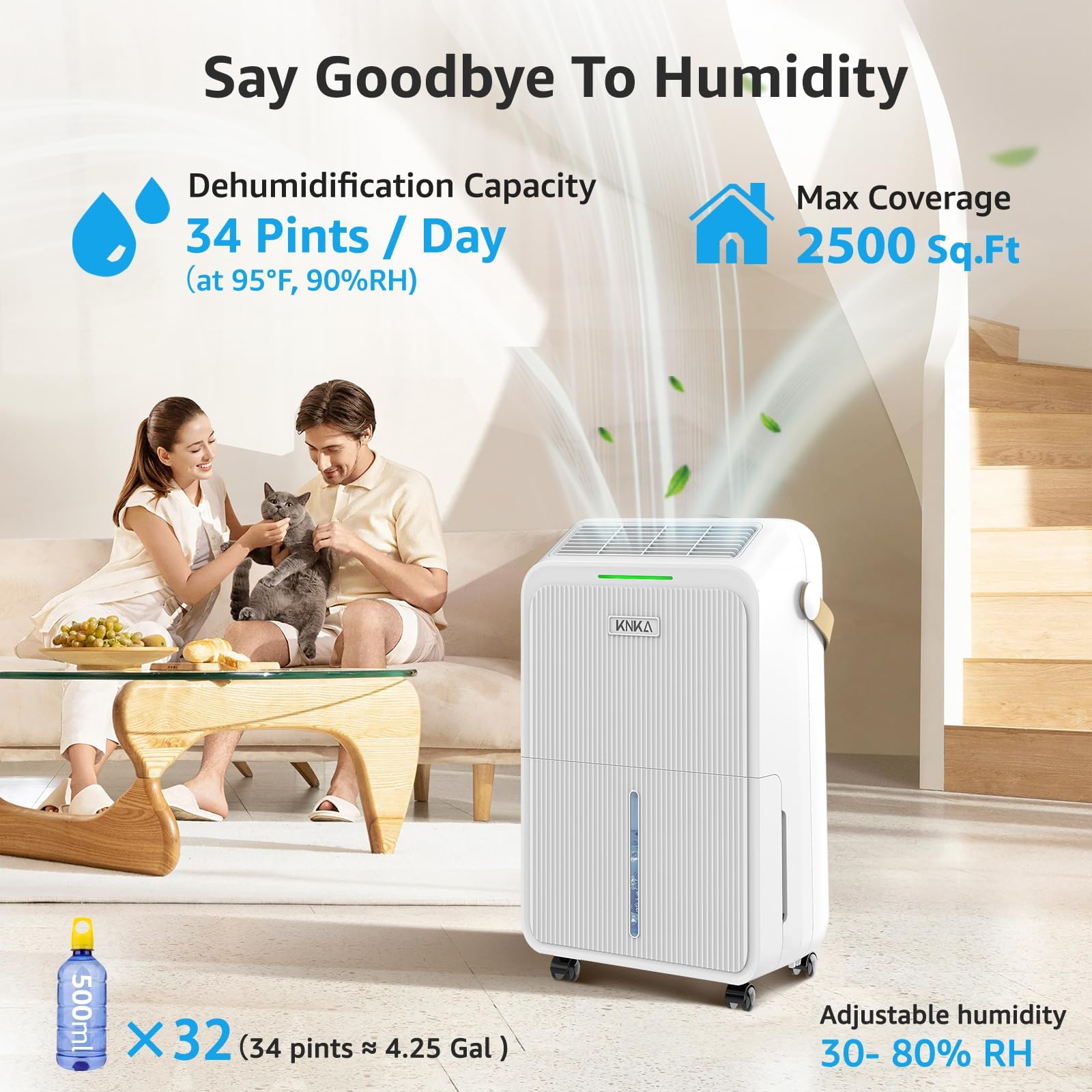 KNKA dehumidifier drain-hose-connection enabling continuous drainage for hassle-free use