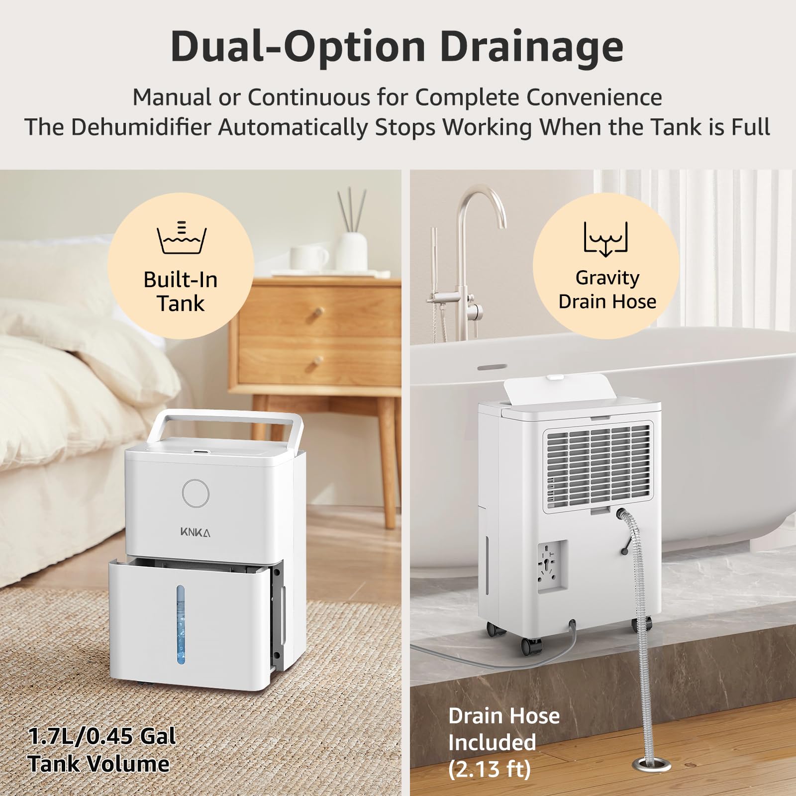 KNKA dehumidifier in sleep mode with lights off.
