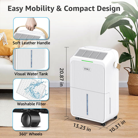 KNKA dehumidifier washable-filter emphasizes simple maintenance and reusable filtration