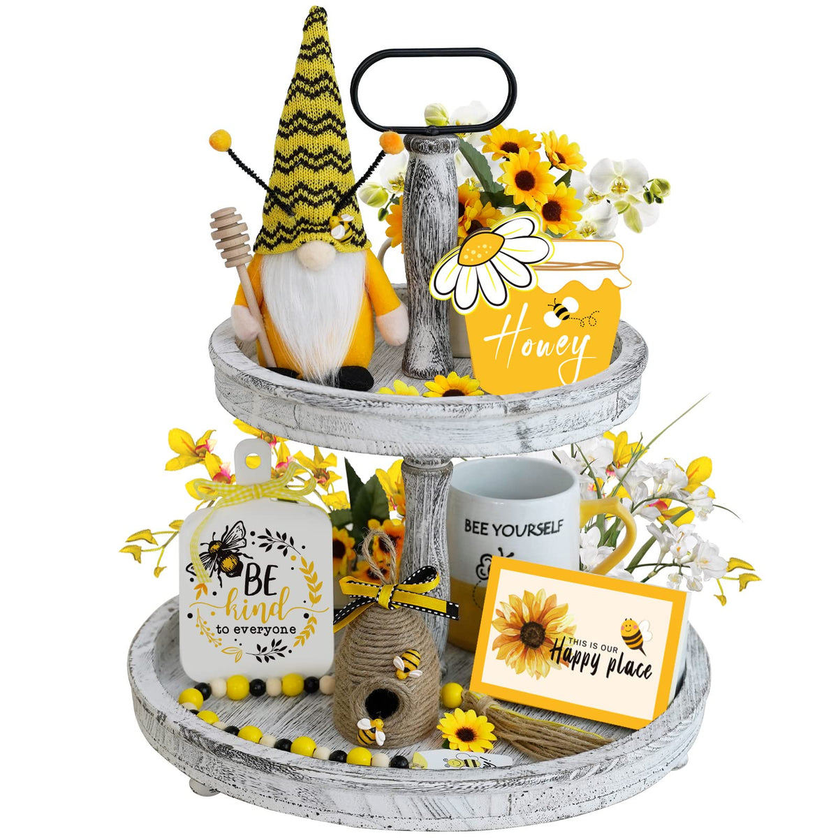 KnomeKo bee gnome centerpiece for tiered trays brightening spaces