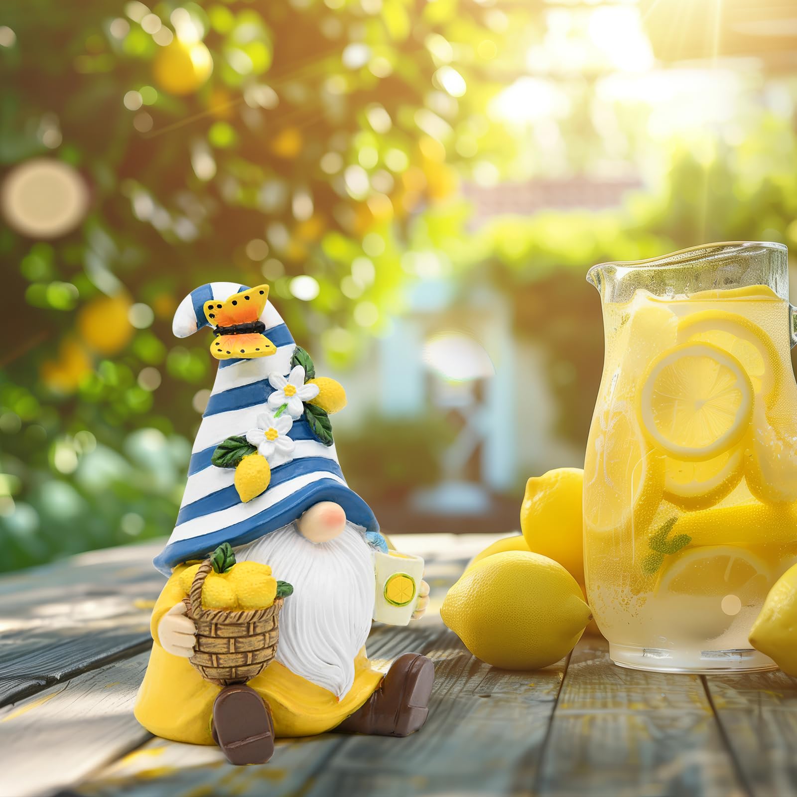 KnomeKo summer garden gnome brightens outdoor gatherings with whimsy.