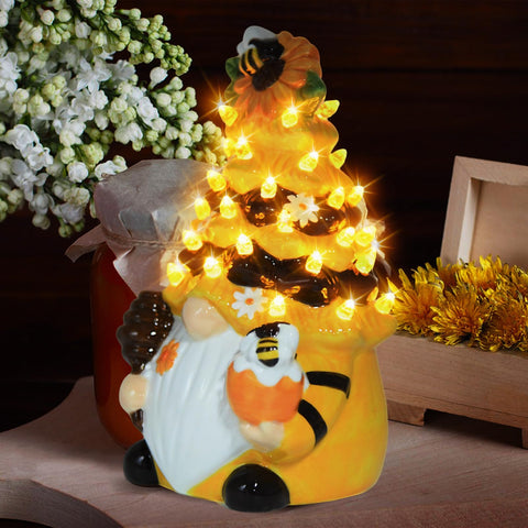 KnomeKo Timer ceramic tree bee gnome showcases bright spring color