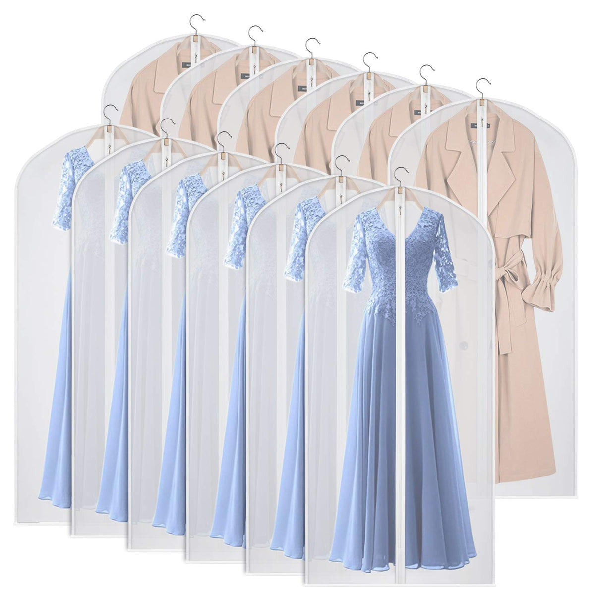 Kntiwiwo clear garment bag offers visible contents and dust protection for seasonal wardrobes.