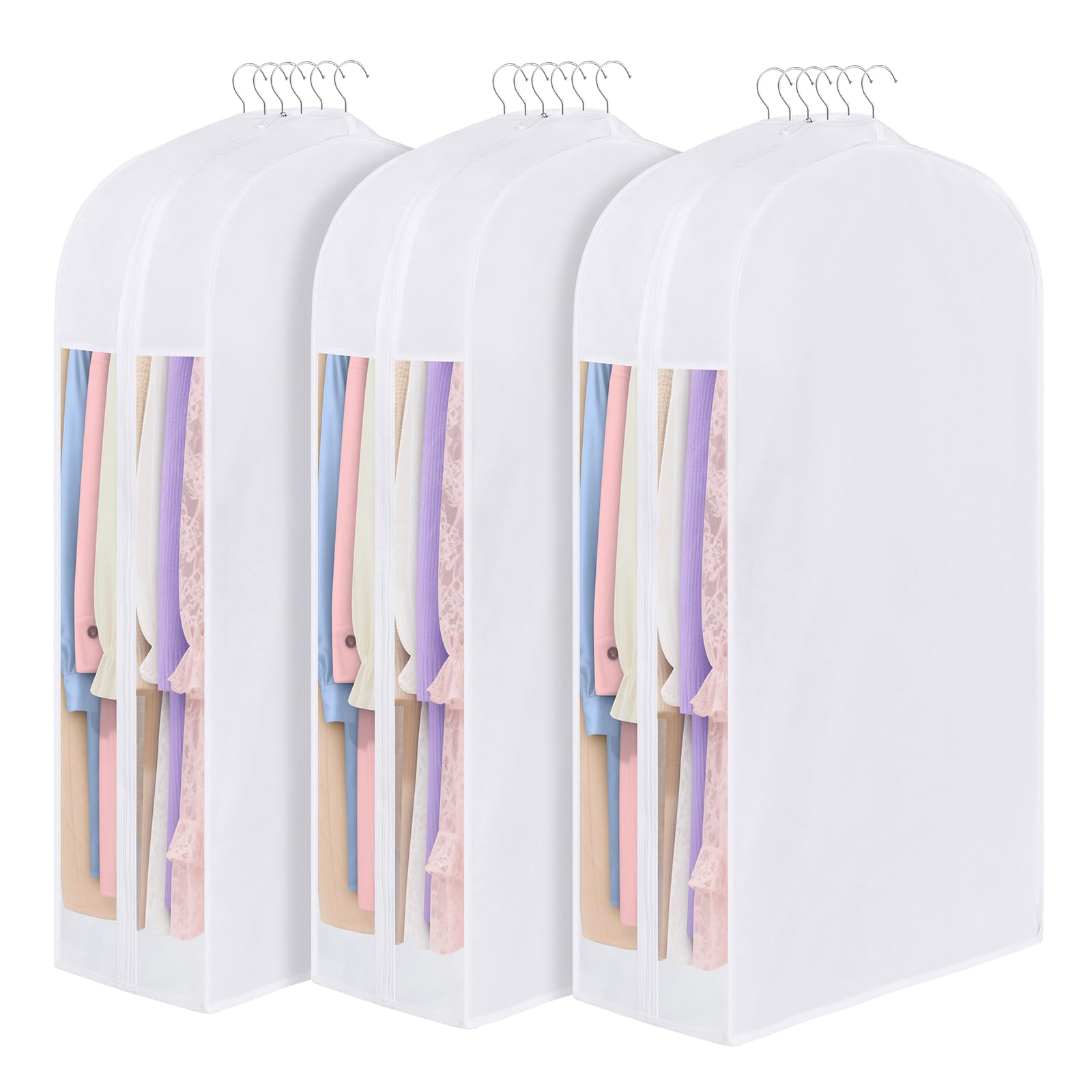 Kntiwiwo cotton garment bag for hanging clothes with breathable fabric keeps garments fresh.