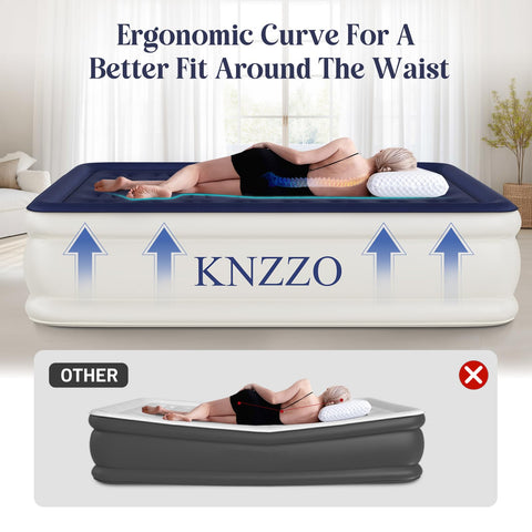 KNZZO queen mattress with independent support and 40 chambers for comfort.