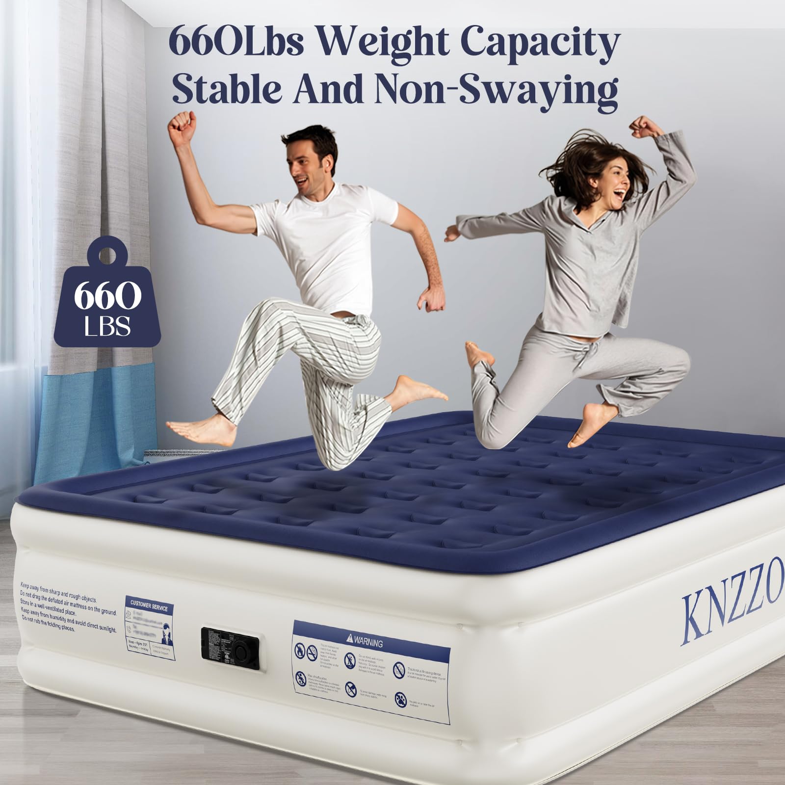 KNZZO queen mattress with soft flocked top for plush comfort.