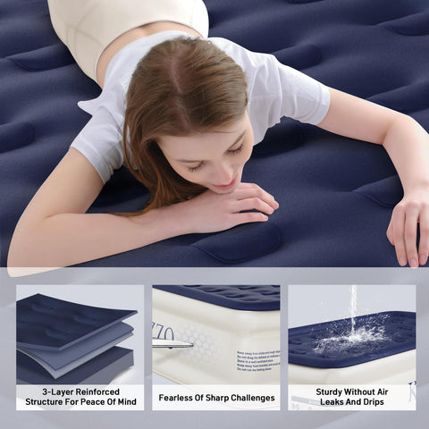 KNZZO twin air mattress dimensions 75 x 39 x 18 inches fit compact spaces.