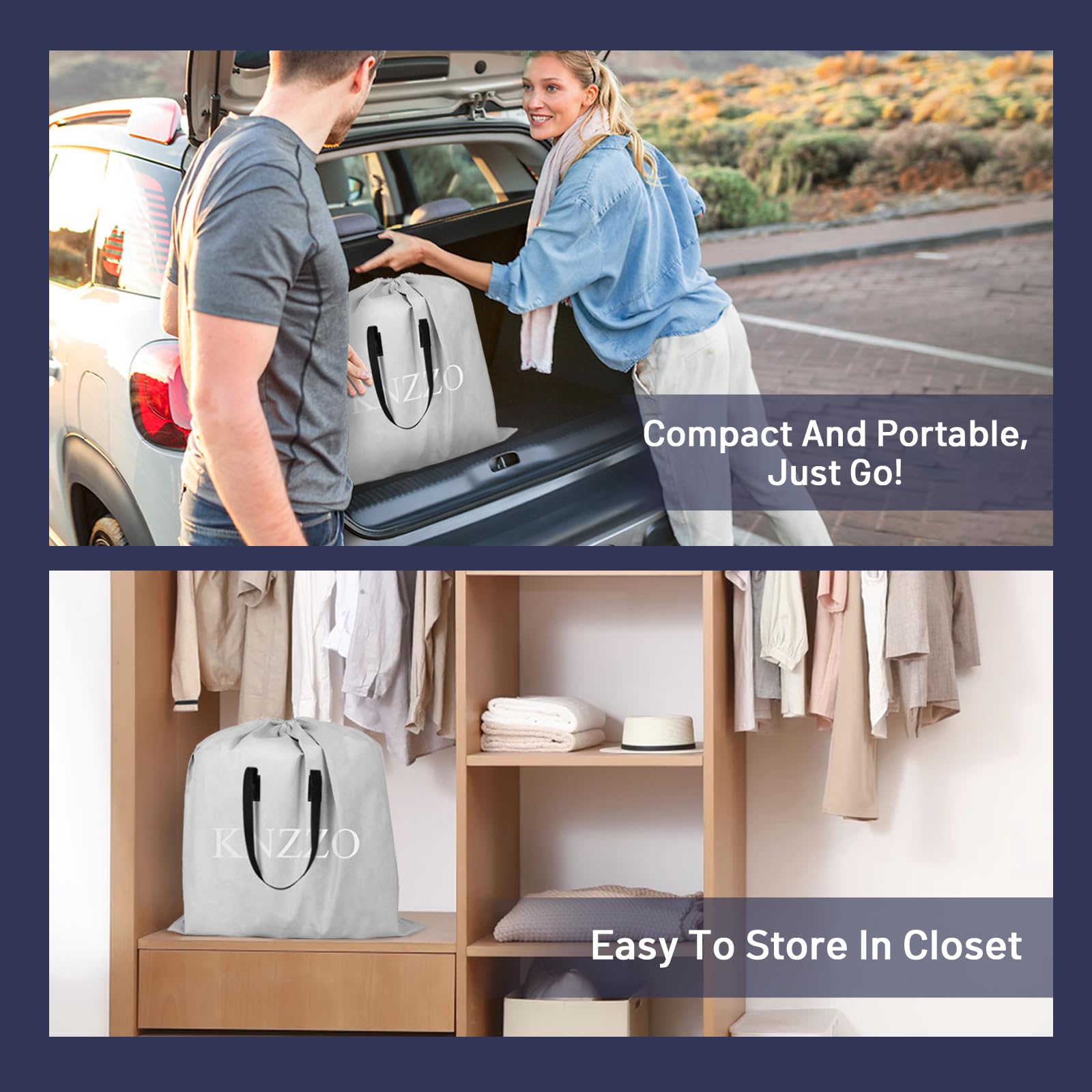 KNZZO twin air mattress folds compactly with storage bag for portability.