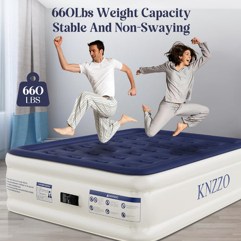 KNZZO full air mattress with plush flocked top for comfort