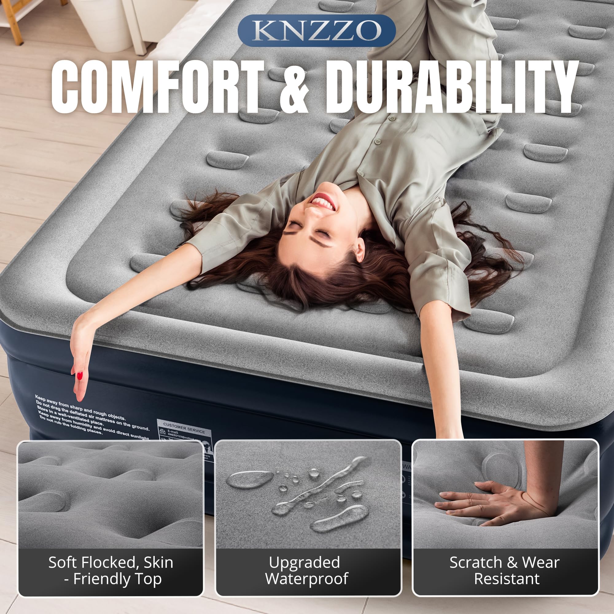 KNZZO independent multi-chamber system adapts to body shape for targeted support.