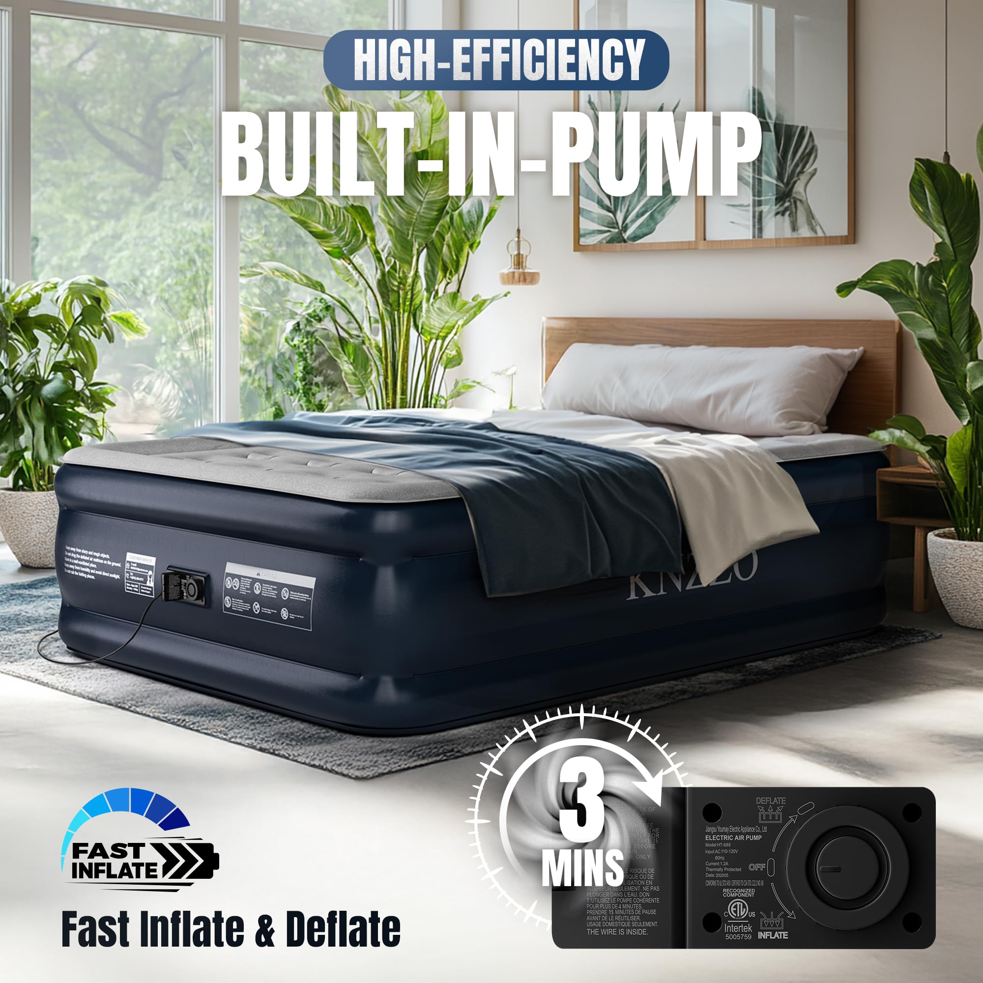KNZZO portable design makes it easy to move for guest rooms, camping, or quick setups.