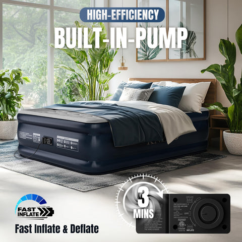 KNZZO queen air mattress portable and lightweight for home, camping, or guests.