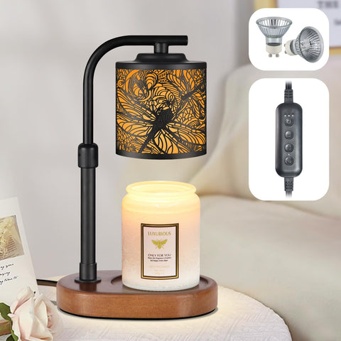 Kobodon Candle Warmer Lamp with dragonfly shade for warm ambiance
