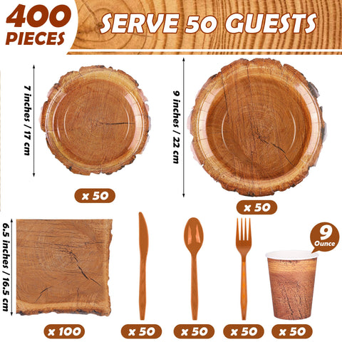 Kochorie wood grain slice plates 7-inch for snack portions at woodland gatherings