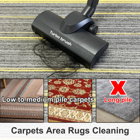 Kodahome Turbo Brush on low-pile carpet shows effective debris pickup.