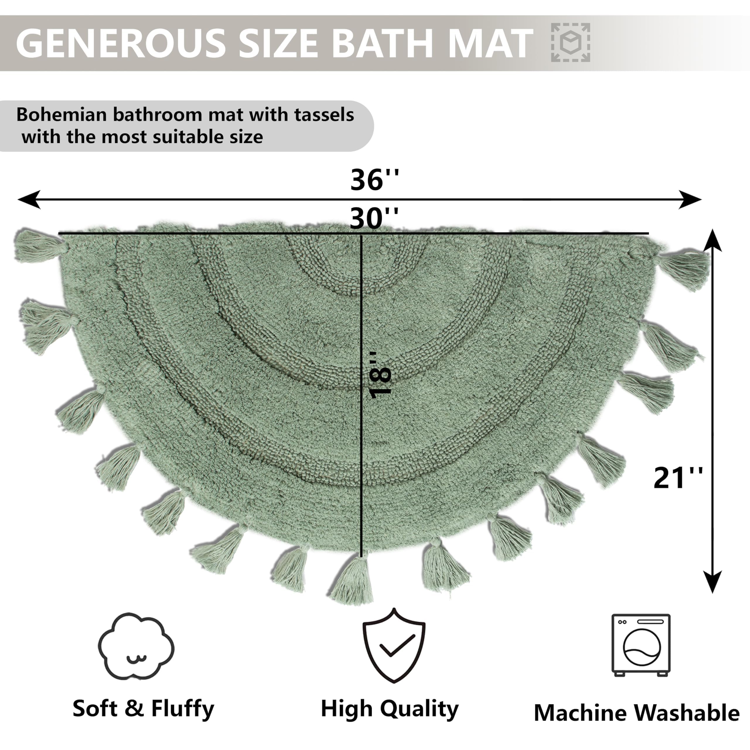 KOEXM half-circle boho rug is machine-washable, making maintenance quick.