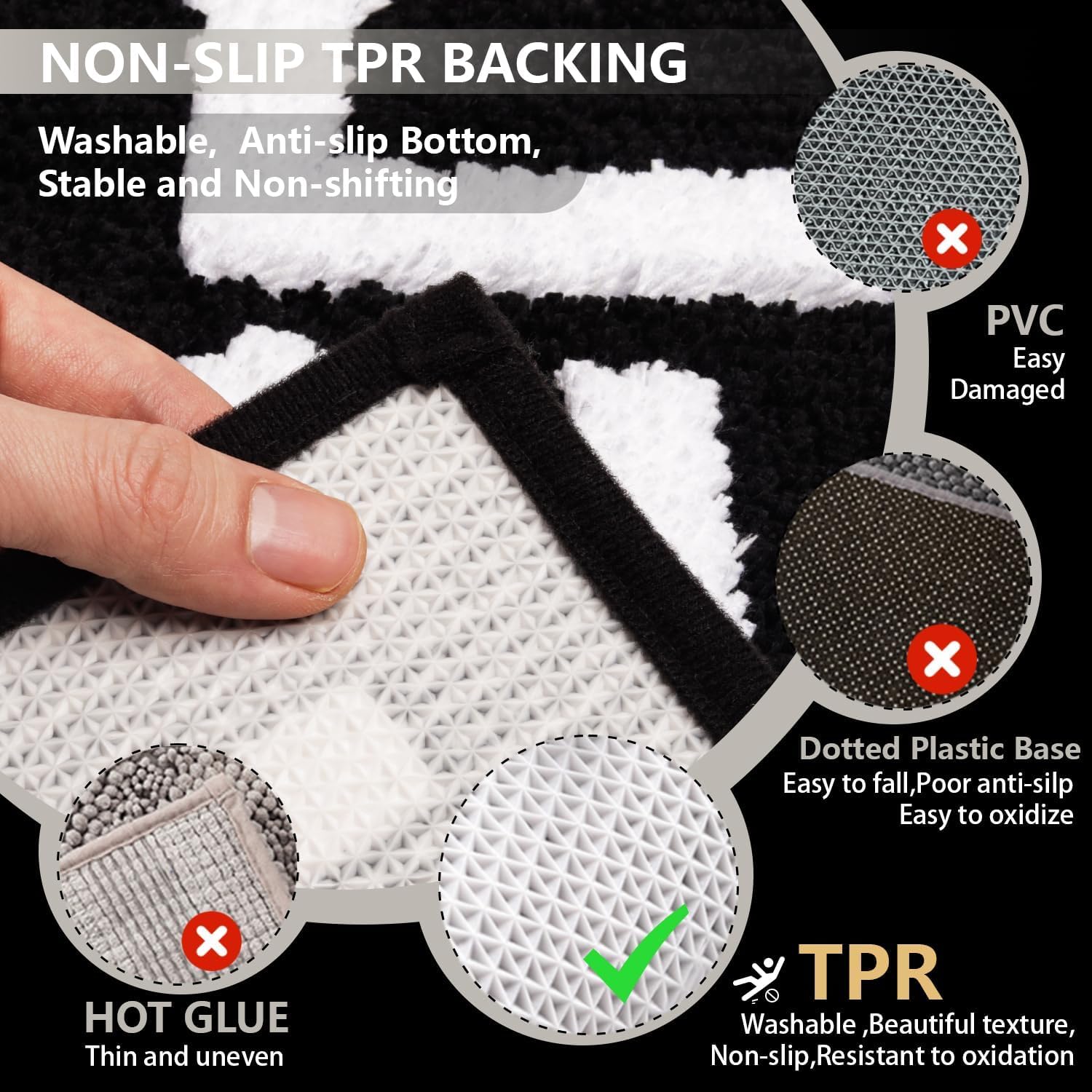 KOEXM non-slip back detail helps keep the mat in place on wet floors.