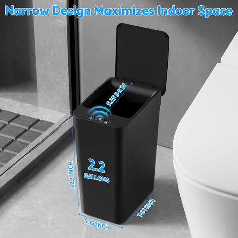 KOEYLE small bin highlights IPX5 waterproof protection for bathrooms.