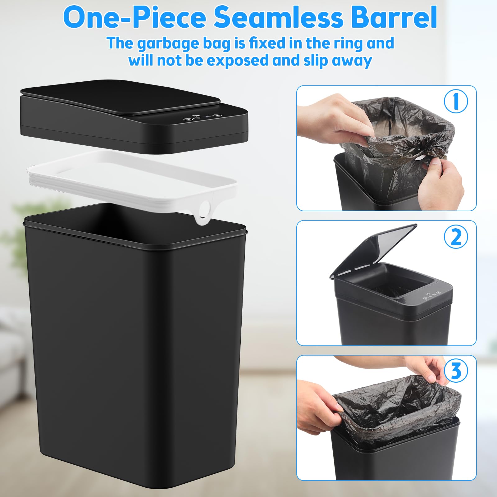 KOEYLE fixed ring holds trash bag securely inside the can