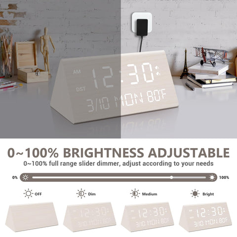 Kogonee clock with dimmed display, comfortable for night viewing.