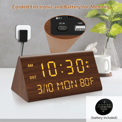 Kogonee clock brightness dial shows five-step dimming for night comfort.