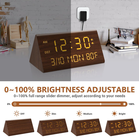 Kogonee dual alarms illustration for weekday and everyday wake settings.
