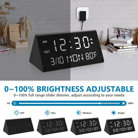 Kogonee alarm clock with dual USB ports for convenient device charging.