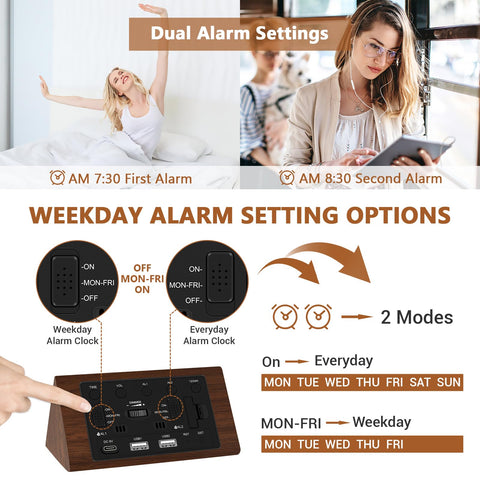 Kogonee alarm clock snooze feature provides extra rest options.
