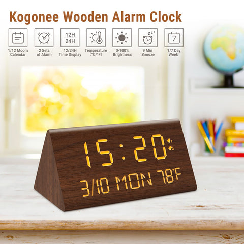 Kogonee clock wood grain design complements modern decor.