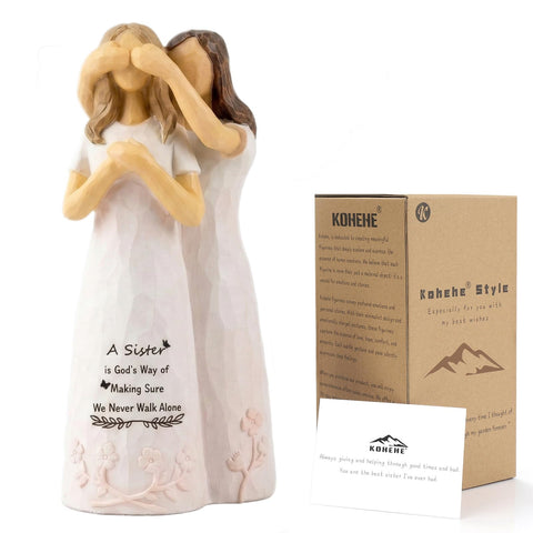 Kohehe sister figurine closeup highlighting bond and decor-ready display